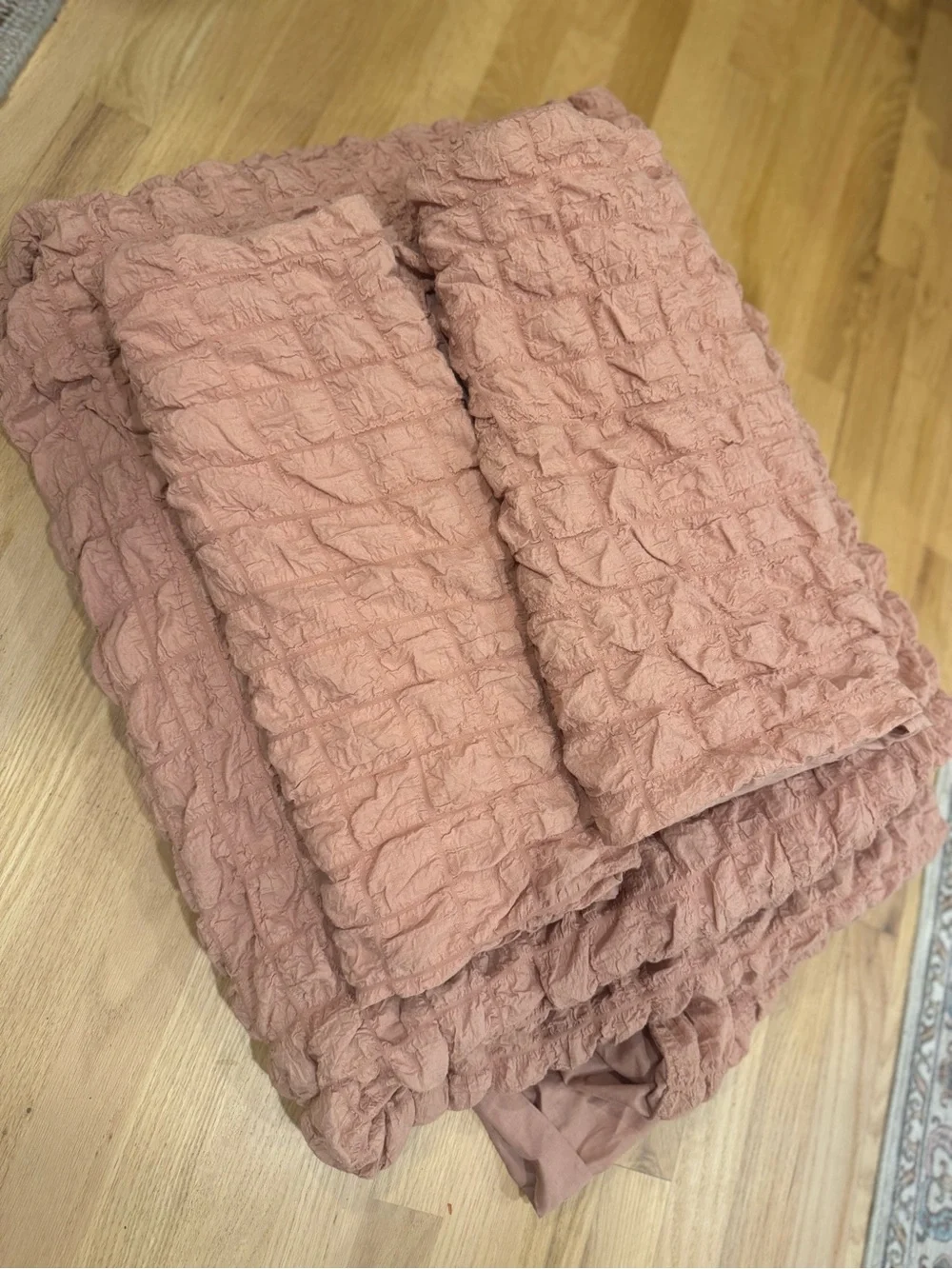 Blush Pink Textured Biscuit Gauze KING Duvet set